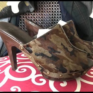 INC Camo Calfskin mules